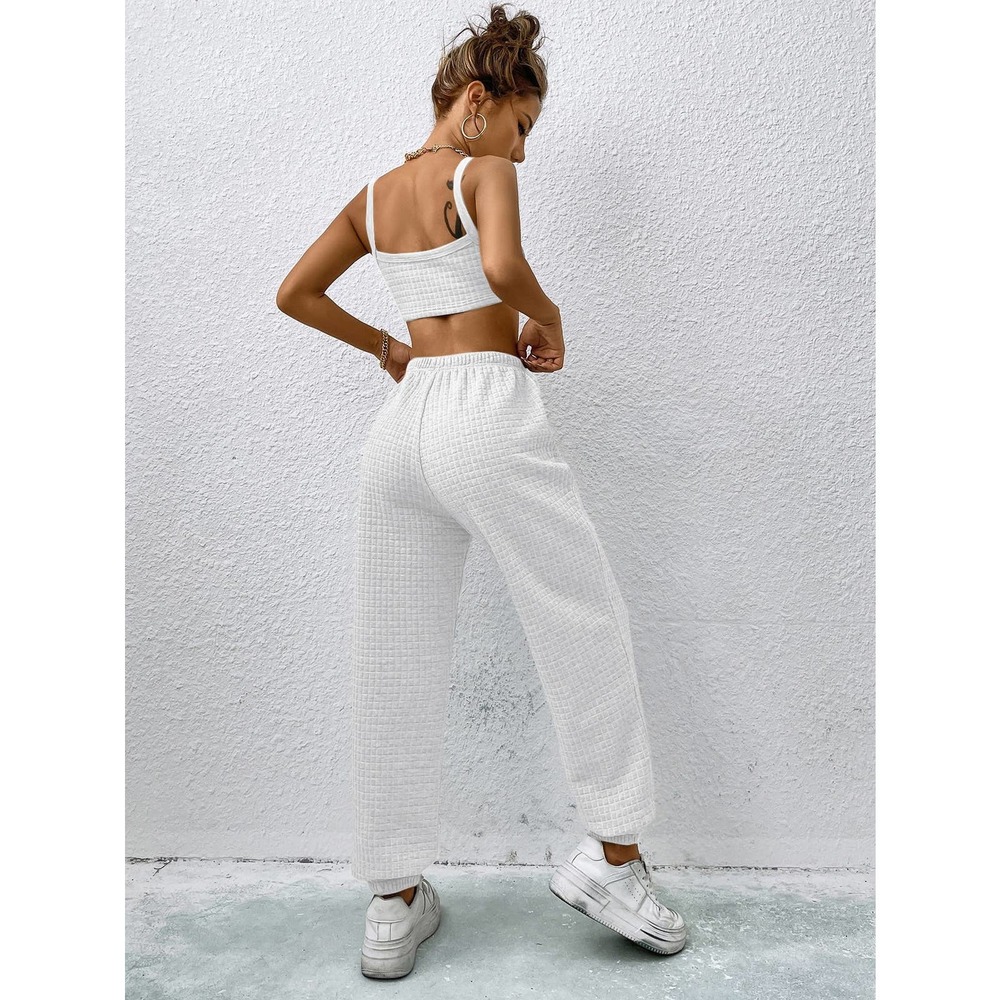 2 piece set: minimalist Crop Cami Top & Sweatpants light gray - Picture 8 of 11